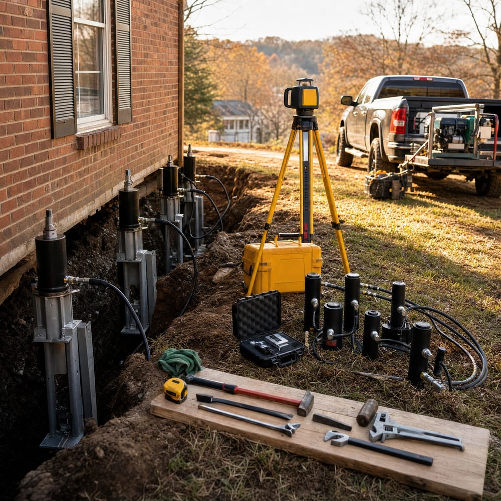 Cane Creek Foundation Repair service equipment near Cookeville, TN